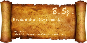 Brabander Szulamit névjegykártya